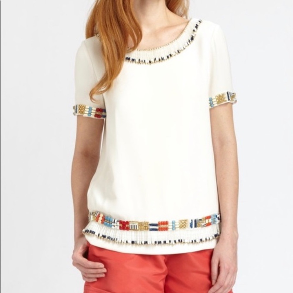 Tory Burch Jace Beaded Silk Top